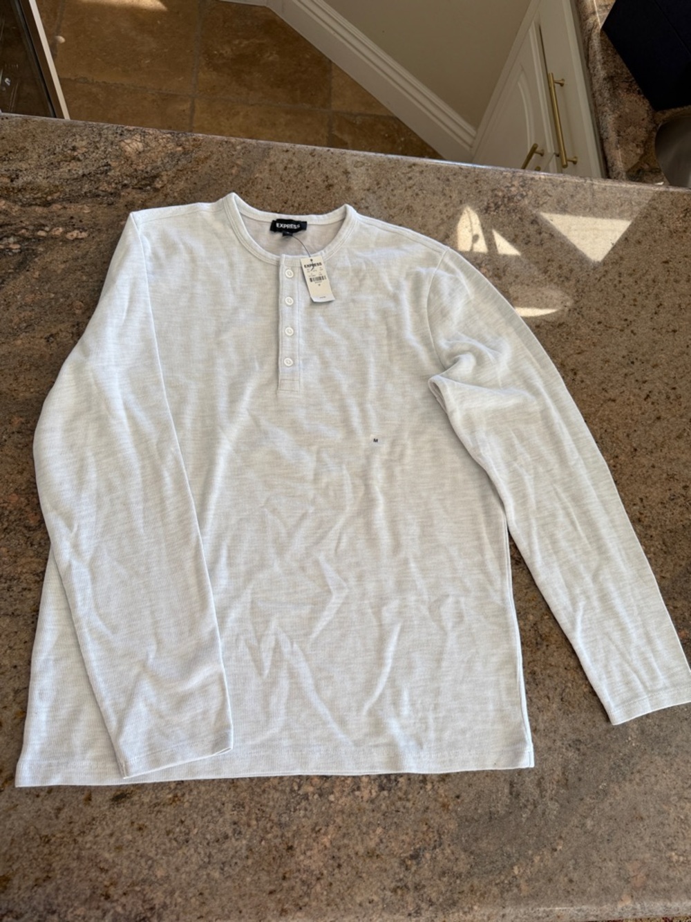 Express Light Gray Long Sleeve Henley